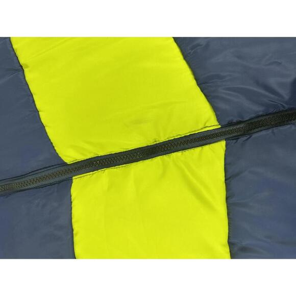 Men's Navy and Yellow Hooded Puffer Parka Jacket Sz Large Tall - Picture 8 of 11